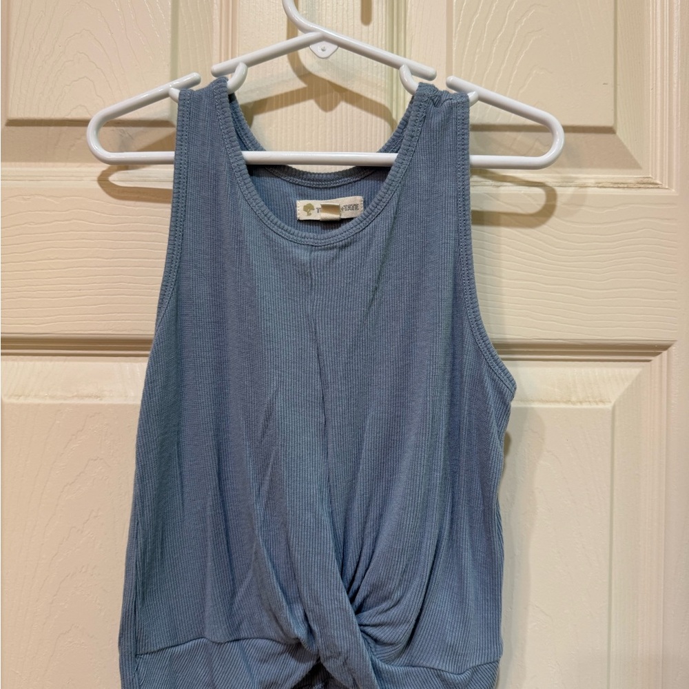 Blue Sleeveless Twist Front Top